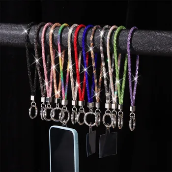 Luxury Bling Bling Keychain Bright Rhinestone Phone Lanyard Wrist Straps Hanging Cord Diamond Crystal Anti-lost Rope