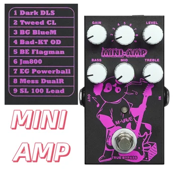 M-VAVE MINI AMP multi-preamp pedalas 9 preamp pedalas true bypass USB type C maitinimo šaltinis