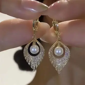 Mada Unikalus dizainas Elegantiškas išskirtinis mikropadenguotas Cirkonio perlas Auskarai moterims Kasdieniai aksesuarai Vakarėlių papuošalų dovanos