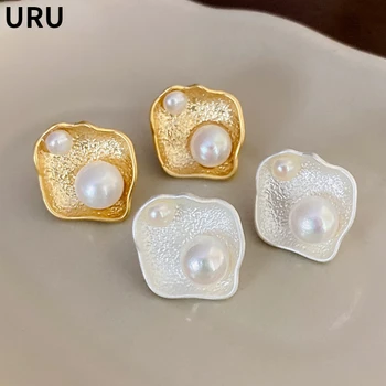 Mados papuošalai 925 Sidabrinė adata Saldus korėjietiškas temperamentas Geometriniai imituoti perlų smeigės auskarai moterims Merginų vakarėlio dovana