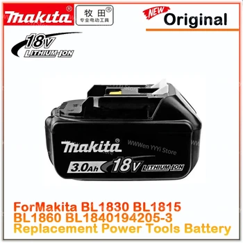 Makita 3.0Ah 18V originali įkraunama ličio jonų baterija, skirta BL1830 BL1815 BL1860 BL1840 194205-3 Pakaitinis elektrinių įrankių akumuliatorius