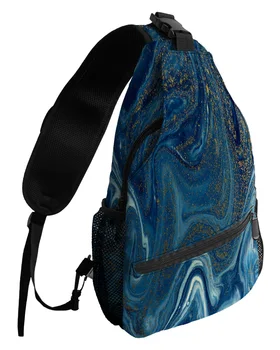 Marble Blue Abstract Liquid Chest Bags for Women Men Waterproof Messenger Bags Female Travel Sport One Shoulder Crossbody Bag