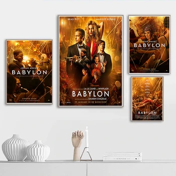 Margot Robbie Babilono plakatas Estetikos rinkinys Filmas Muzika Filmas Namų dekoravimas Drobė Tapyba sienų menui Freskos kambario dekoro dovana
