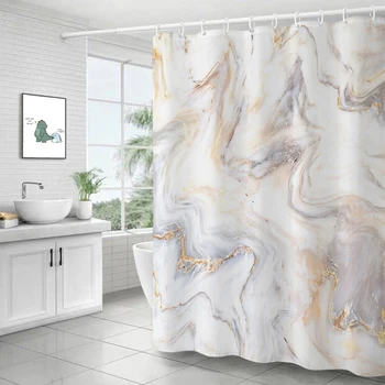 Marmuro raibuliavimas Dušo užuolaidos Abstrakčios dryžuotos vandeniui atsparios vonios užuolaidos vonios kambario namų dekorui Moderni prabangi vonios užuolaida
