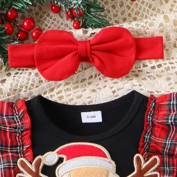 Mažylis Mergaitė Kalėdinė apranga Briaunoti romperiai Raukiniai Pledas Spender Sijonas Galvos apdangalas Ruduo Žieminiai drabužiai