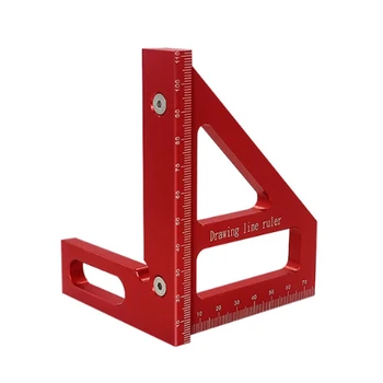 medienos apdirbimo kvadratinis kontūrinis aliuminio lydinio mitra trikampio liniuotės išdėstymo matavimo įrankis inžinieriui dailidei -raudonas