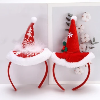 Megzta kalėdinė skrybėlė Galvos juosta Plunksna Kalėdų skrybėlės plaukų lankelis Kalėdų galvos apdangalas Foto rekvizitai Šventinis vakarėlis Dekoro reikmenys Dropship
