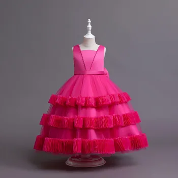 Merginos Kalėdinės suknelės Gėlės Pamergės Princesės drabužiai Pakopos Ilgi vakarėlių chalatai Pageant Prom Communion Vestidos 11 12 Metai