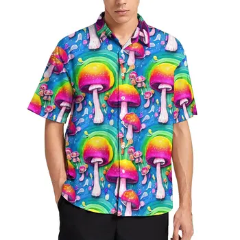 Mieli grybai Laisvalaikio marškiniai Spalvingas atspaudas Paplūdimio marškiniai Havajų vintažinės palaidinės Vyriškas Atspausdintas didelis dydis 3XL 4XL