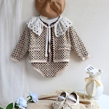 MILANCEL vaikiškų drabužių komplektas megzti kardeliai ir šortai 2 dalių kūdikių mergaičių kostiumas