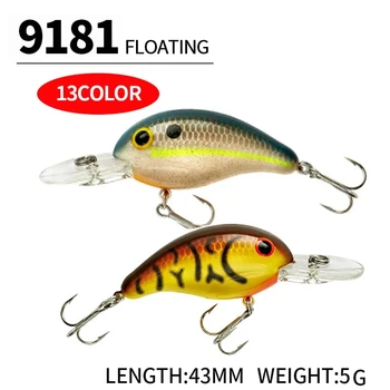 Mini Crankbaits Floating Fishing Lures 43mm 5g Artificial Plastic Hard Bait Wobbler for Topwater Bass Pike Trolling Tackle