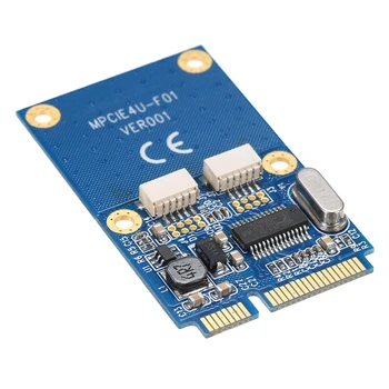 Mini PCI-E į dviejų prievadų USB2.0 adapterio kortelę pagrindinei plokštei arba nešiojamojo kompiuterio išplėtimo kortelei su MINI PCIE sąsaja
