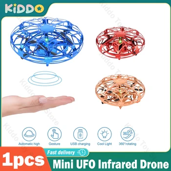 Mini UFO dronas RC sraigtasparnis Orlaivio žaislinis kvadrokopteris Infraraudonųjų spindulių rankų jutimas Interaktyvus skraidantis lėkštė RC žaislai atgal į mokyklą