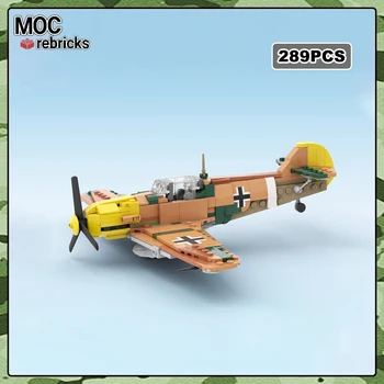 MOC-155754 Karinių ginklų serija Bf109 E-7 bombonešis MOC statybinis blokas WW2 naikintuvo modelis Kaladėlių žaislinis lėktuvas Vaikų dovanos