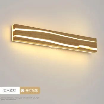 Modern Creative Solid Wood Crackle Wall Sconce LED trispalvis apšvietimas Naktinė svetainė Prieškambaris Dekoratyviniai šviestuvai