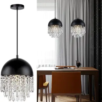 Modernus juodas geležies krištolo pakabukas puokštė Pakabinama lempa Valgomojo stalas Miegamasis Svetainė Vidaus dekoratyviniai LED šviestuvai