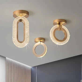 Modernus LED prabangus ovalus krištolo šviestuvas blizgesys Auksinis žiedas Pakabinamas šviestuvas Namų dekoras Svetainė Dinging Room šviestuvai