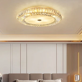 Modernus lubų šviestuvas svetainei krištolo šviestuvas namų dekoras prabangus miegamasis led cristal lempa auksas pritemdoma šviesa