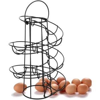 Modernus metalinis kiaušinių prieglaudos stovas 24 kiaušinių virtuvės stalviršis Kiaušinių organizatorius Lentyna Pagrindinis Virtuvės reikmenys Spiralinis laikymo ritinėlis Stovas