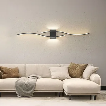 Modernus sieninis šviestuvas LED Juoda Baltas Auksas Fonas Dekoratyvinė šviesa svetainei Miegamasis Naktinis vidaus šviestuvas Šviestuvas