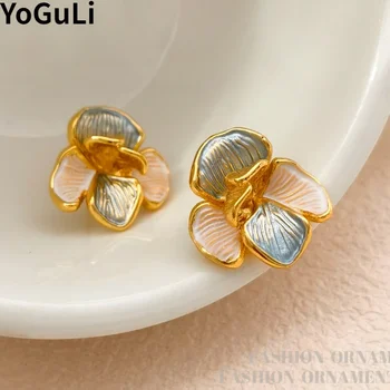 Modernūs papuošalai 925 Sidabrinė adata Saldaus korėjietiško dizaino gėlių auskarai moterims Vestuvių dovanos Popualr Fine Ear aksesuarai
