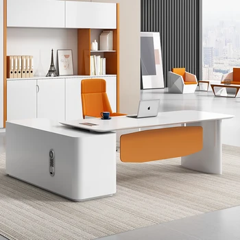 Modernūs staliniai biuro stalčiai Rašymas Mokyklinis nešiojamas kompiuteris Susitikimas Kava Biuro stalo padavimas Scrivania Legno Biuro baldai HDH