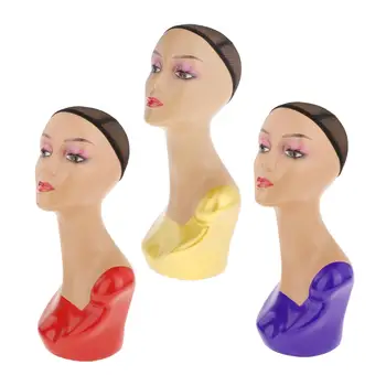 Moteris su pilnu makiažu Peruko galva Manekeno galvos biustas perukams Auskarai Kepurės Ekrano modelis Plaukų kaukė Salone Kelionės