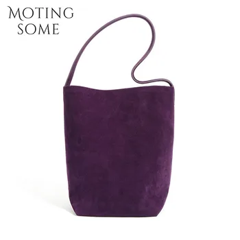 Motingsome Retro Luxury Suede Leather Woman Tote Bags Shoulder High Qualuty Lady Handbag Soft Causal Tote Daily Purses 2023 New