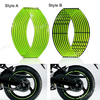 Motociklas Universalus 16 juostelių Vandeniui atsparūs ratlankių priedai 16/18 colių atspindintis fluorescencinis lipdukas Dekoravimo lipdukas