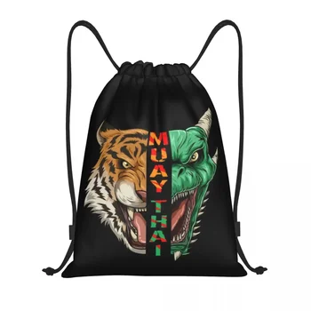 Muay Thai Dragon And Tiger Drawstring Backpack Gym Sport Sackpack Portable Thailand Boxing Martial Art Shopprng Bag Sack