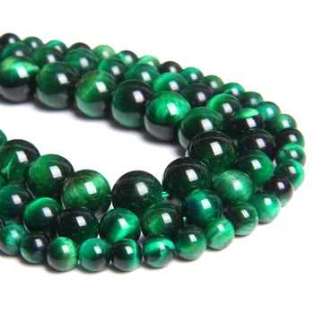 Natural Green Tiger Eye Round Stone Beads green Spacer loose Beads 4 6 8 10 12 MM bead DIY apyrankė Vėrinys papuošalų gamybai