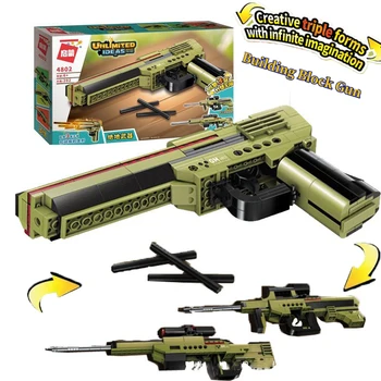 Naujas 3 IN 1 šaudomi rankinio šautuvo statybiniai blokai Pifle pistoletas Snaiperio šautuvas Karinis modelis Karo žaidimas Komandinis nuotykių žaidimas Žaislai berniukui