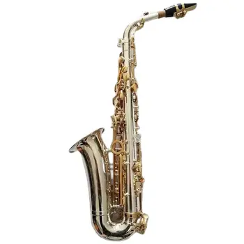 Naujas baltu variu dengtas E-tune profesionalus Alto saksofonas 037 vienas į vieną originalios struktūros giliai raižytas alto saksofonas