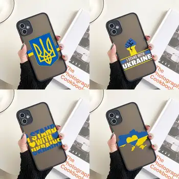 NAUJAS karštas Ukrainos vėliavos raštas Telefono dėklas Spalvingas buferis Trasparent, skirtas iPhone 13 12 11 Pro Max XR X XS Mini 7 8 Plus kietas dėklas