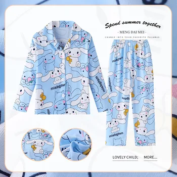 Naujas pavasario Miniso Kawaii Anime Kuromi Cinnamoroll Vaikai Pižama Mergaitė miego drabužiai ilgomis rankovėmis Kids Pijama Boy namų drabužių dovana