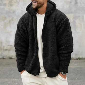 Nauji vyrai\'s Two-Sided Warm Fleece Zip Coat Jackets Solid Color Casual Thermal Winter Coat Outwear Overcoat Tops