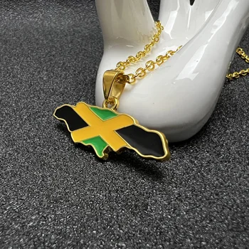 Nerūdijančio plieno Jamaikos žemėlapio pakabukų karoliai 6 stiliaus aukso spalvos Jamaikos moterų šalies žemėlapio papuošalų dovana