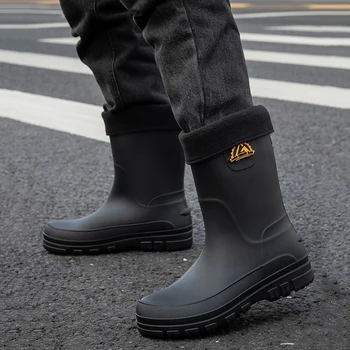 New Fashion Vyriški lietaus batai Platforma Neperšlampama apsauga nuo slydimo Darbo šefo batai Žvejybos batai Lauko vidurinis vamzdis Dviračių guminiai batai