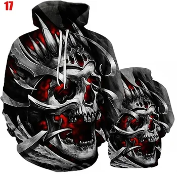 New Unisex 3D Terror Skull Printed Hoodies Men Women Personality Hip-hop Street Hoodie Pullover Sweatover Horror Series Tough
