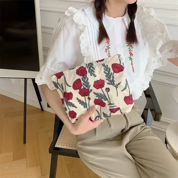 Nešiojamas korėjietiškas gėlių makiažo kosmetikos laikymo krepšys Moterų piniginė Kelioninis užtrauktukas Gėlių tualeto reikmenų krepšiai Organizatorius Skalbimo maišelis