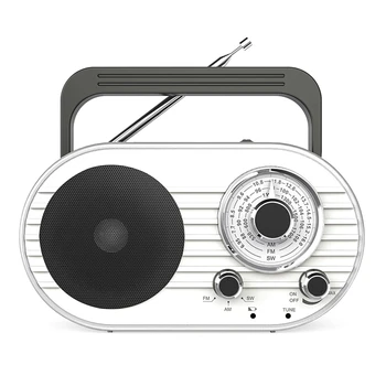 Nešiojamas įkraunamas AM FM SW tranzistorius Senyvo amžiaus radijas su 2 režimų žibintuvėliu, garsiakalbis, tinkamas namams ir lauke Patvarus