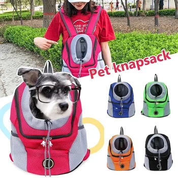 Nešiojamas šunų nešiojimo paketas Kelioninis kvėpuojantis naminių gyvūnėlių šunų krepšys, atliekantis dvigubą pečių šunų kuprinę su Čihuahua šuniuku