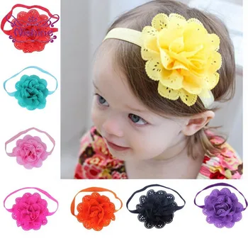 Nishine 8vnt/lot Kids Baby Girls Flower Headband Photography Props Hollows Flowers Hair Band Kids Hair Accessories Mielos dovanos