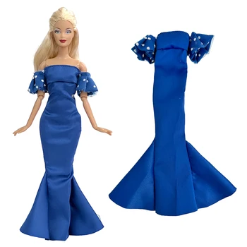 NK 1 vnt Mėlyna suknelė pūstomis rankovėmis Barbei Lėlės drabužiai Princesės sijonas Vakarinė vakarėlio apranga 1/6 FR BJD lėlių aksesuarai