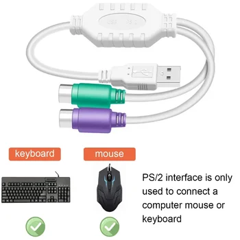 Nku USB Male To PS2 PS/2 Moteriško kabelio adapterio keitiklis kompiuterio klaviatūros pelei Stalinis kompiuteris USB PS / 2 skirstytuvo laido vielos linija