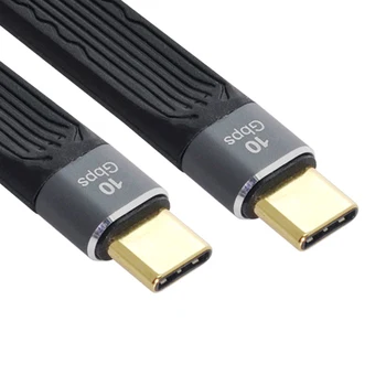 nuo vyro iki vyriško USB 3.1 10 Gbps plokščias C tipo USB-C nešiojamam kompiuteriui &telefonas 13cm plonas FPC duomenų kabelis