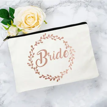 Nuotakos tarnaitė Atspausdintas meilės logotipas Moterų makiažo maišelis Pamergės lūpų dažų makiažo šepetėlio krepšys Didelės talpos rūšiavimo skalbimo krepšys vestuvėms