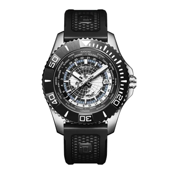 OBLVLO Pasaulio laikas Nardymas Sportinis vyriškas laikrodis Automatiniai mechaniniai laikrodžiai Safyro stiklas Super Šviečiantys vyriški laikrodžiai