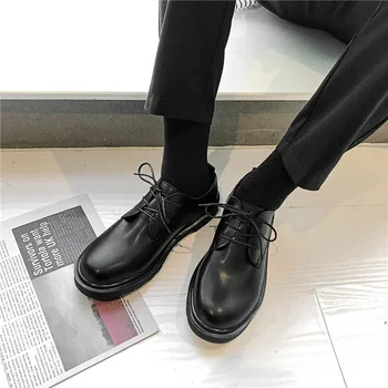 odiniai batai Vyriški vasariniai korėjietiško stiliaus britiški laisvalaikio kvėpuojantys juodi odiniai batai Verslas Oficialus dėvėjimo ūgis didėja