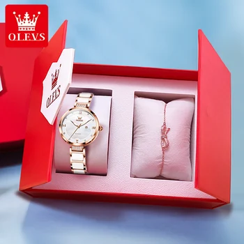 OLEVS Luxury Brand Originalus kvarcinis laikrodis moterims Vandeniui atsparūs šviečiantys kalendoriaus laikrodžiai Elegantiška keramika Dirželis Ladies rankinis laikrodis